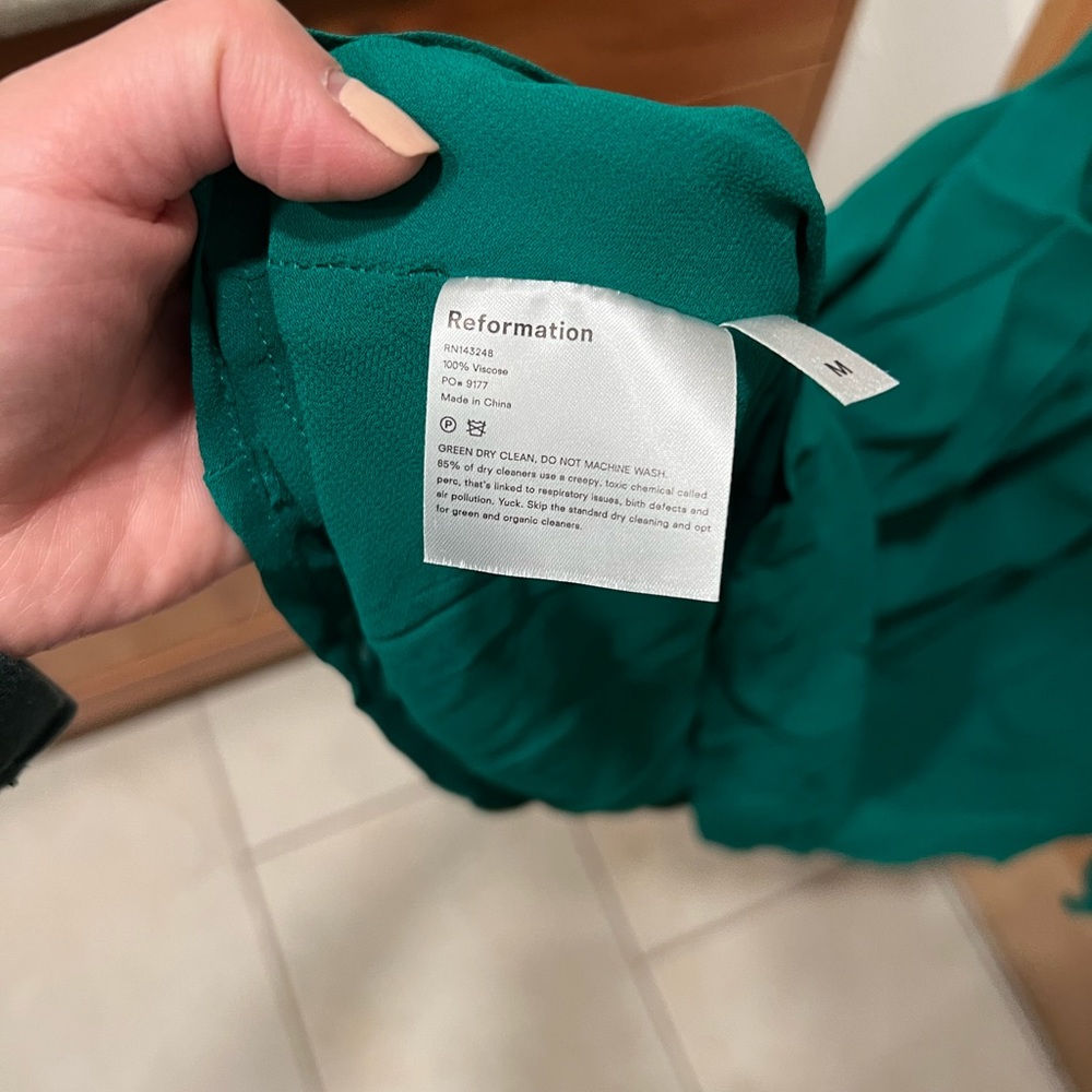 Reformation Green Ruffled Midi Dress - Picture 8 of 9